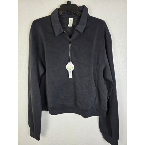 Ododos Tops - ODODOS Women Quarter Zip Pullover Sweatshirt Black‎ Modal Blend XL